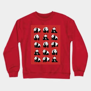 Panda Bear Pattern on Red Crewneck Sweatshirt